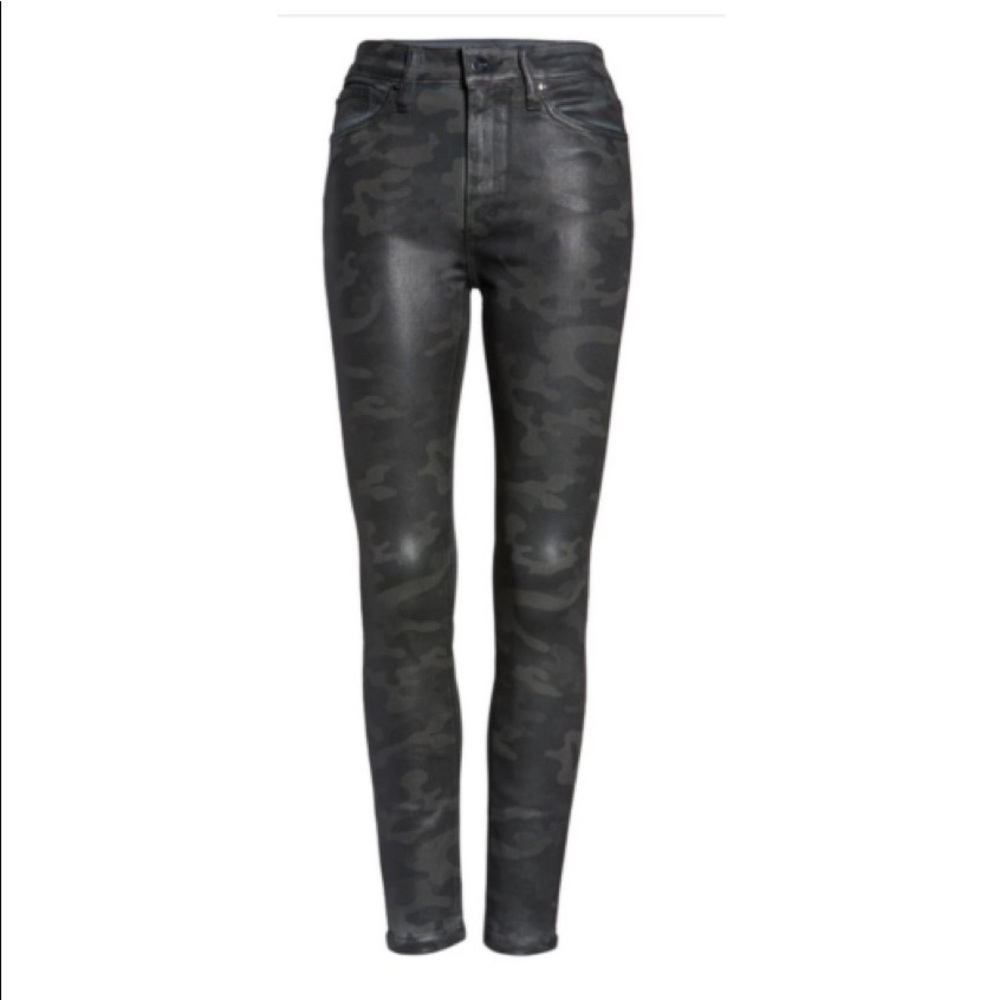Joe's Black Camo High Rise Skinny Ankle Coated Jeans